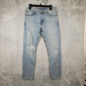 Levis 512 Jeans Mens 31x30 Light Blue Distressed Slim Taper Denim